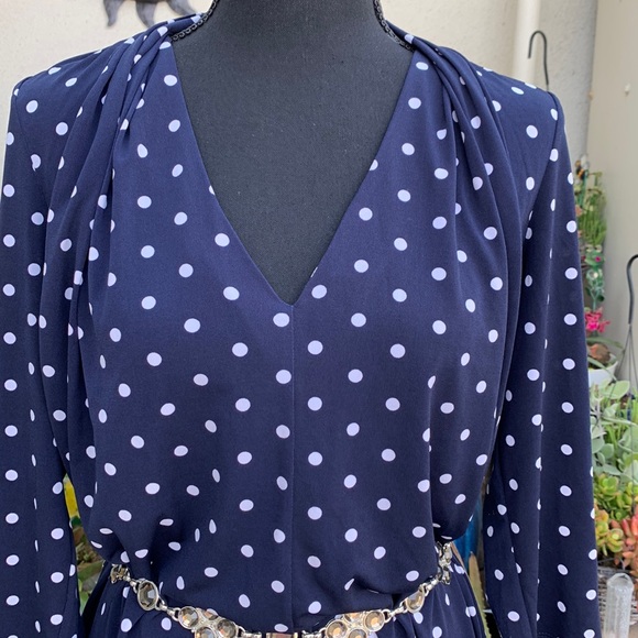 Boston Pepper Dresses with matching belt Size XS Navy with white polka dots. - Picture 3 of 7
